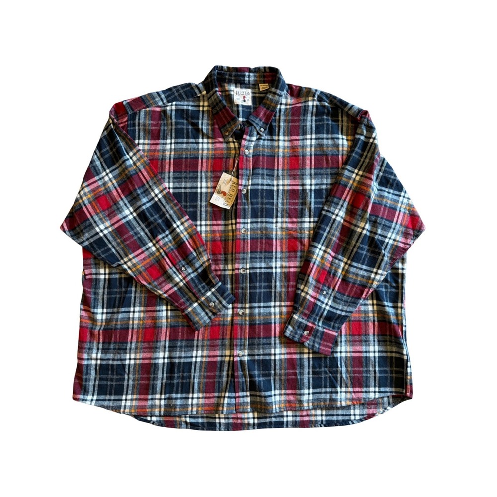 NEW RedHead Mens 4XL Cotton Flannel Shirt Plaid Long Sleeve Button Down Red